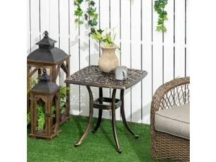 Table d'appoint extérieure 54x54x52,5 cm – bronze – trou de parasol et pieds réglables en aluminium coulé