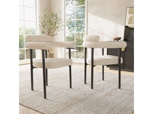 Chaise de salle à manger lot de 2 avec dossier ergonomique  - assise rembourrée, tissu effet suédine - beige