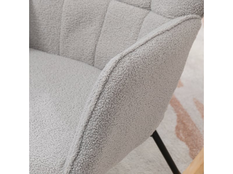  Fauteuil à bascule gris clair en tissu polaire, fauteuil relax de salon avec accoudoirs, 71 x 98 x 101 cm  - Conforama D