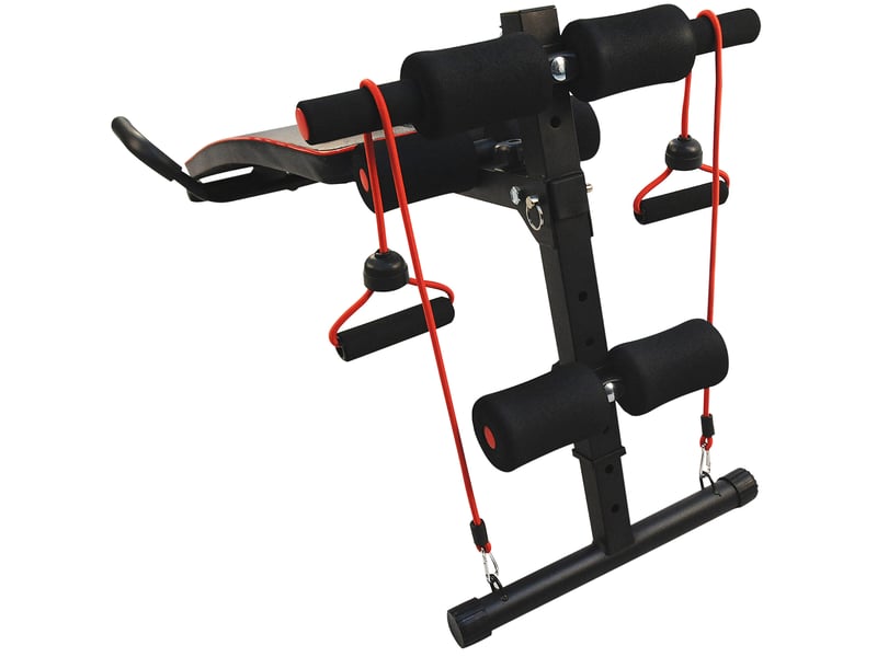  Banc de musculation réglable 137,5x55,5x50-68 cm noir en acier, bandes de résistance pour exercices  - Conforama D