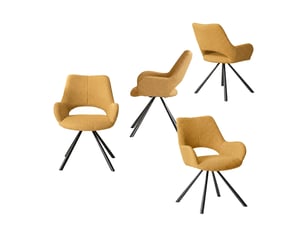 Lot de 4 chaise de salle à manger avec accoudoirs, pieds métal, jaune