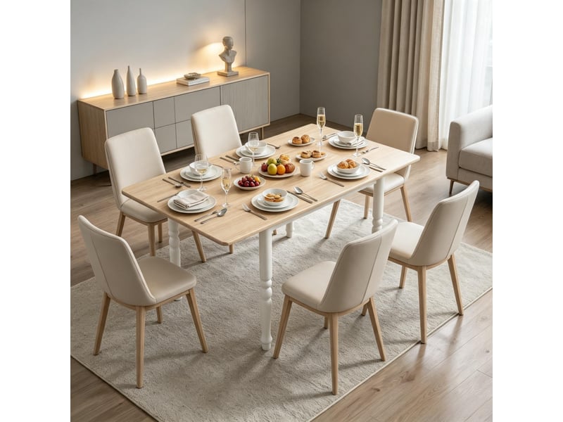 Table extensible 2 à 6 personnes avec 2 rallonges, pour salle à manger, en mdf et acier, 134 × 80 × 75 cm - Conforama C