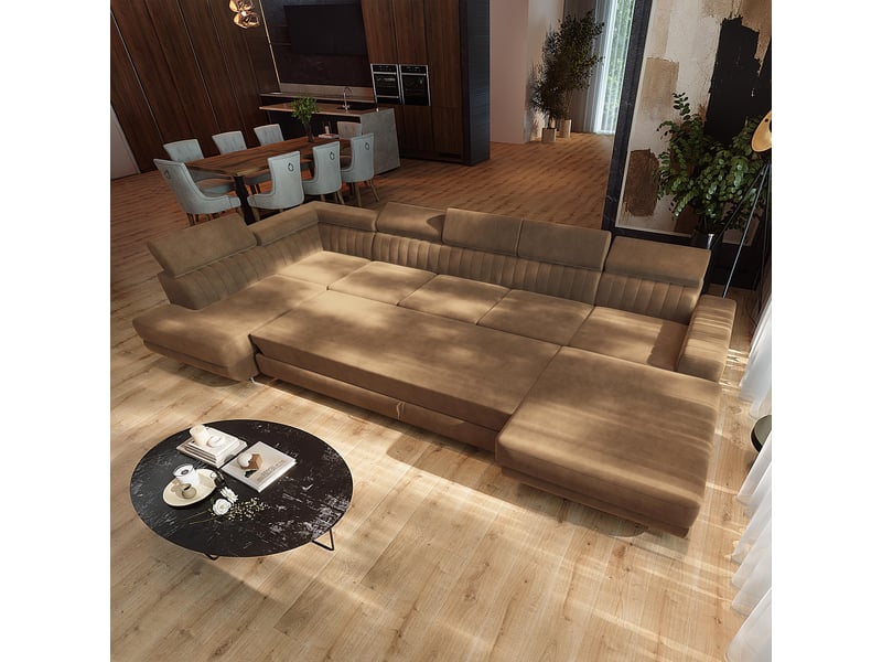 Canapé d'angle gaian, velours beige - Conforama D