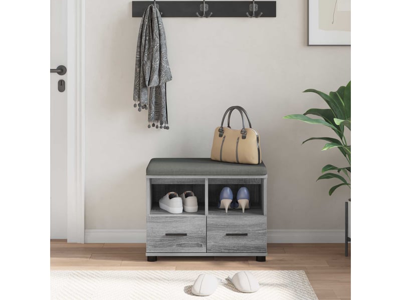  Banc d'entrée, banc interieur gris sonoma 60x38x46 cm  - Conforama D