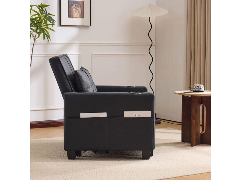  Canapé-lit extensible 3-en-1 - noir - porte-gobelets - connexion usb - gain de place noir - Conforama D