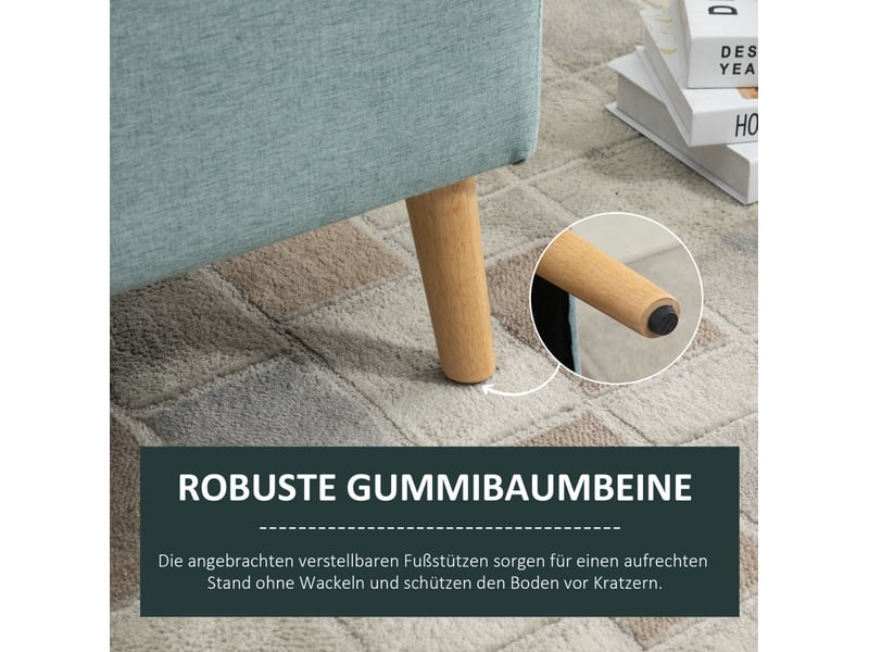  Banc coffre 110x39x45 cm, banc de lit moderne, pieds en bois, forme rectangulaire, chambre et salon, polyester, vert  - Conforama E