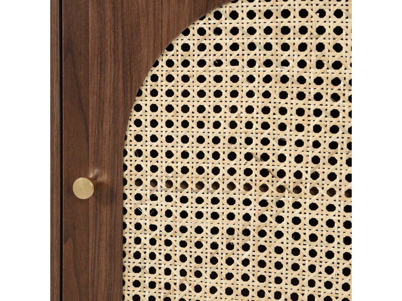  Table de chevet bohème bois et cannage noyer 1 porte 45 x 40 x 60 cm - judith  - Conforama E