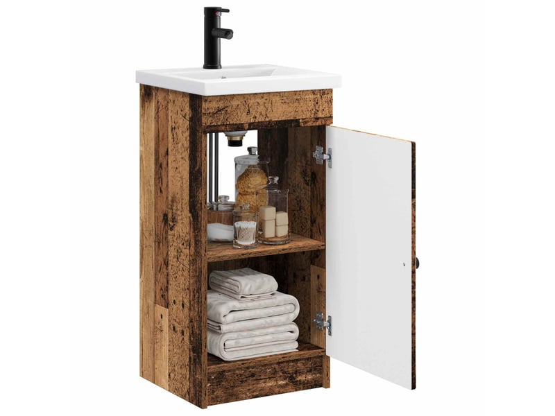Meuble de salle de bain avec évier bois ancien shl988 - Conforama C
