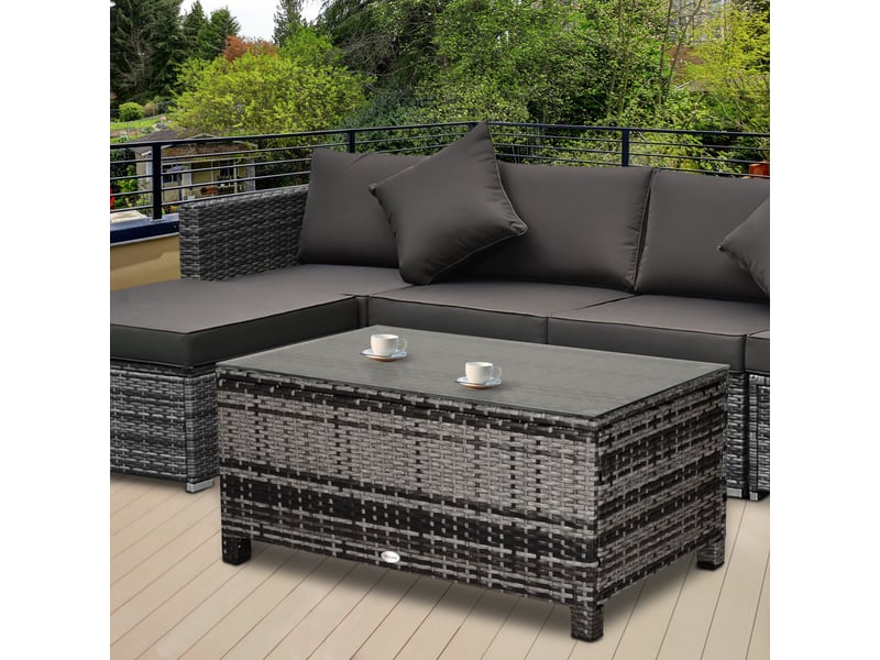  Table basse de jardin métal gris 85x50x39cm  - Conforama C