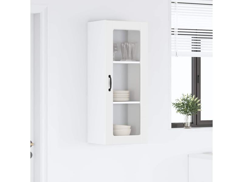 Meuble mural de cuisine, cabinet en verre mural blanc 40x31x100cm shl581 - Conforama D