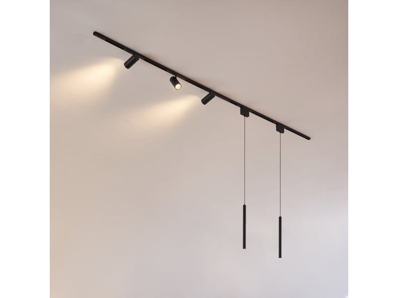 Système de rail magnétique 2 m noir 2 suspensions et 3 spots 27w led - transformateur externe - lyne Lyne - Conforama C