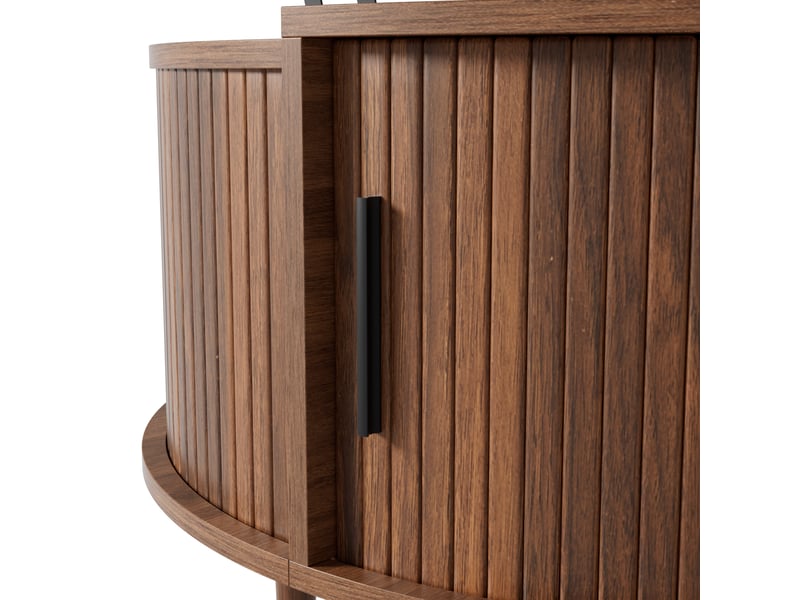  Table basse ronde 80x80 cm relevable avec rangement et porte coulissante, mdf noyer  - Conforama R