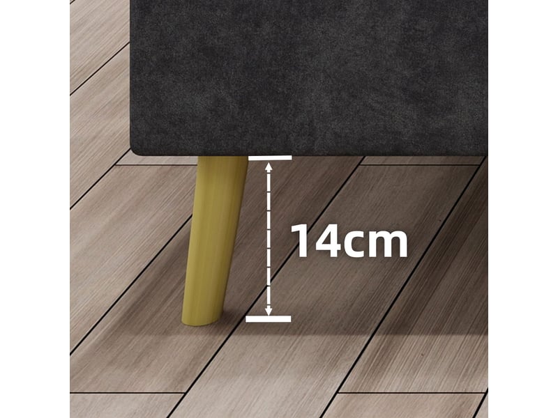  Lit rembourré 140x200 tête de lit oreilles d'ours - lit adulte - tissu gris, design moderne, coins arrondis, sans matelas  - Conforama D