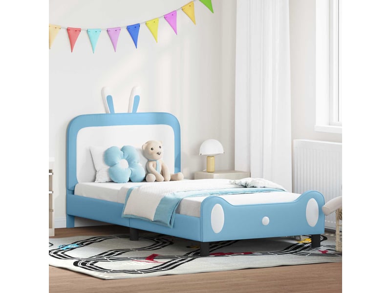 Cadre de lit pour enfants - lit jeune avec tête de lit bleu 90 x 200 cm pu  - Conforama B
