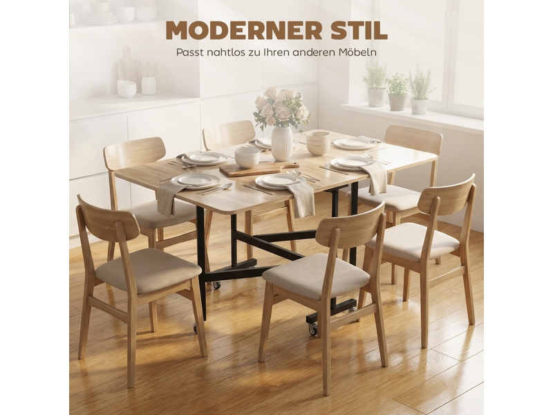  Table à manger pliante 6 roulettes avec freins coloris chêne 120 x 80 x 73 cm  - Conforama D