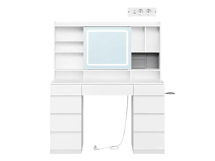 Coiffeuse 9 tiroir(s) Miroir LED intégrée avec 0 tabouret(s) inclu(s)  LPOSPI   coloris blanc