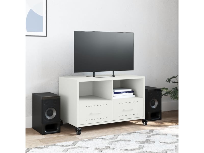  Meuble tv - banc tv - meuble de rangement blanc 68x39x43,5 cm acier  - Conforama C