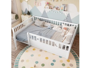 Lit simple 140x190 cm MEUBLIV   coloris blanc