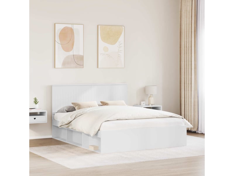Lit double- lit adulte - cadre de lit blanc 160 x 200 cm bois de pin massif - Conforama B