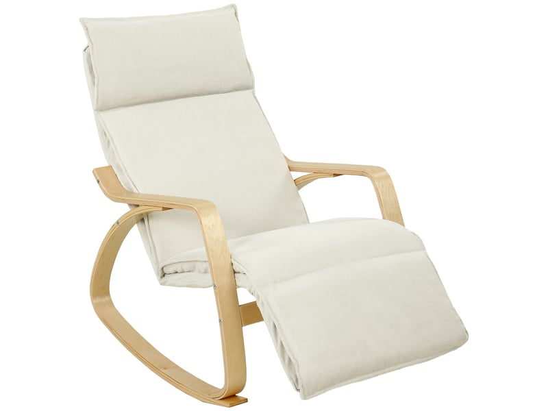 Fauteuil à bascule avec repose-pieds réglable à 5 positions, blanc crème - Conforama A