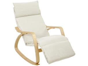 Fauteuil à bascule avec repose-pieds réglable à 5 positions, blanc crème
