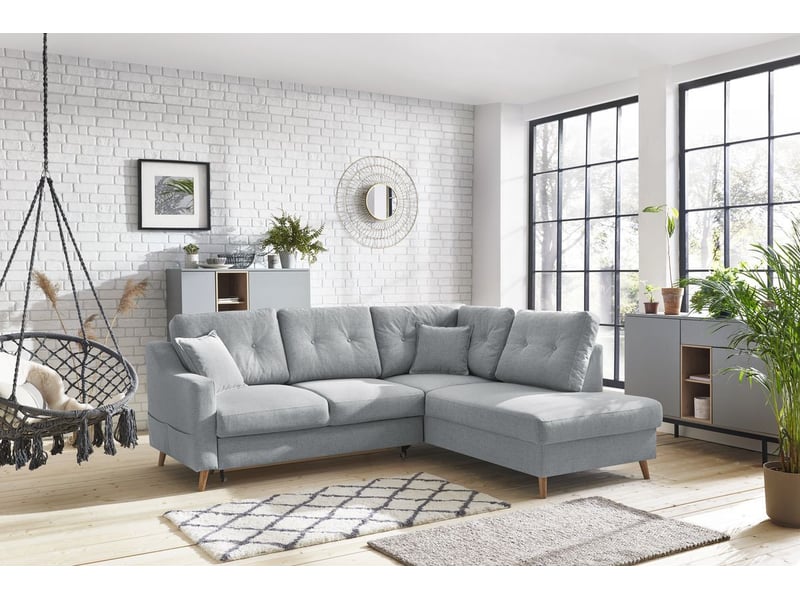  Bobochic canapé d'angle l convertible sweden gris clair  angle droit SWEDEN - Conforama D