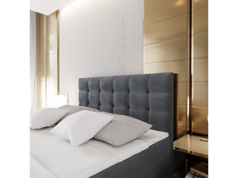  Boxspring glos 200x200 cm, lit complet avec matelas, vert  - Conforama D