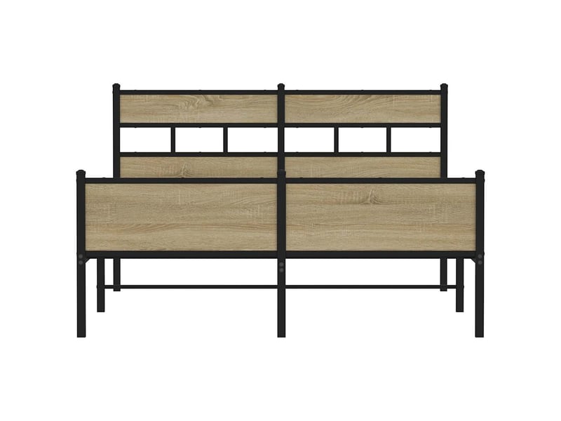  Lit double- lit adulte -  cadre de lit en métal sans matelas chêne sonoma 160x200 cm  - Conforama C