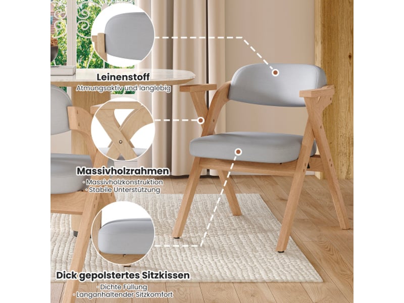  Lot de 6 chaises pliables en bois massif coloris gris chaise gris - Conforama E