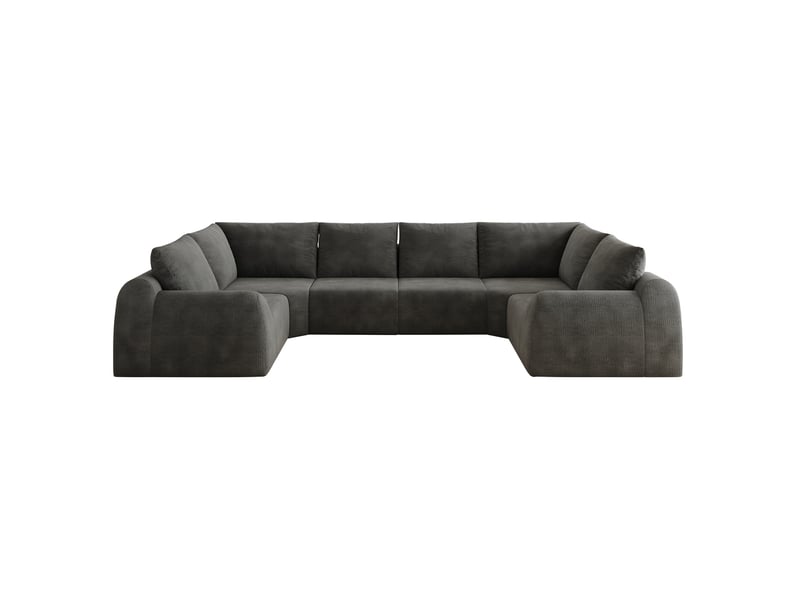  Canapé modulable modenvie 6 places en u 344 x 200 x 85 cm en mousse haute élasticité tissu chenille gris foncé  - Conforama A