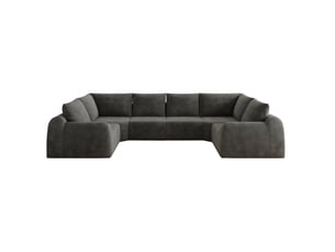 Canapé modulable modenvie 6 places en u 344 x 200 x 85 cm en mousse haute élasticité tissu chenille gris foncé