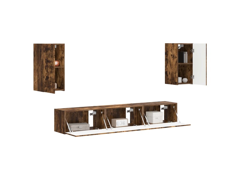  Ensemble meuble tv - banc tv - meuble de rangement 5 pcs chêne fumé bois d'ingénierie  - Conforama C