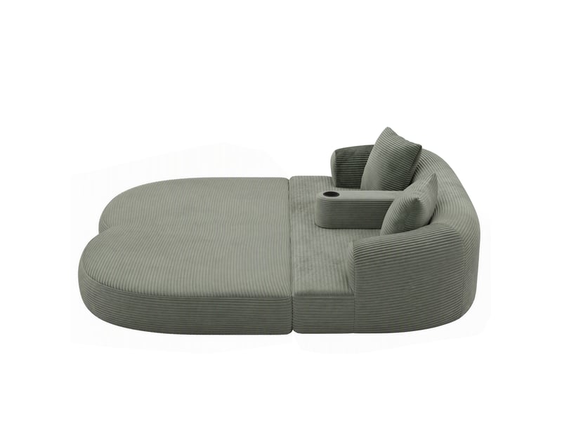  Canapé lounge pliant 2 places 176x184x47 cm 2-en-1 velours côtelé vert  - Conforama A