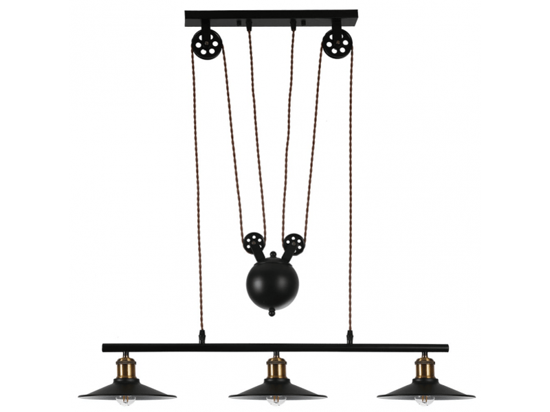  Suspension rustique ABRILA Triguero 3 lumières E27 noire et dorée, métal, hauteur réglable 90-175 cm, 88 x 22 cm, style farmhouse chic 132693009 - Conforama A