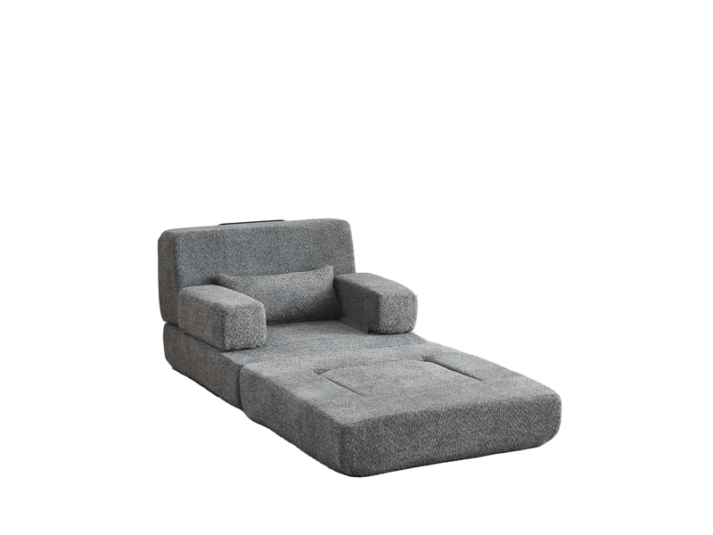  Fauteuil convertible 2-en-1 1 place en tissu chenille gris  - Conforama A