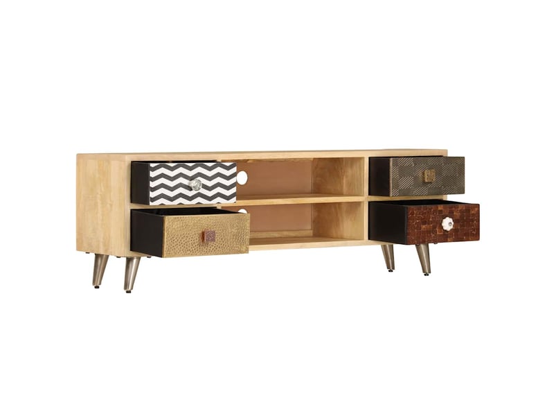  Meuble tv - banc tv - meuble de rangement 120x30x40 cm bois massif de manguier  - Conforama D
