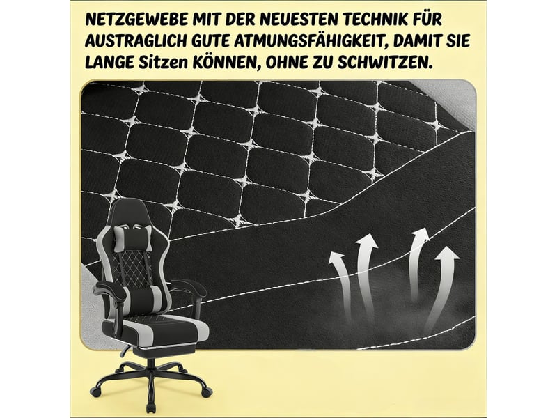  Chaise de bureau ergonomique pivotante avec massage lombaire, dossier inclinable et maille, 70 x 70 x 127 cm  - Conforama E
