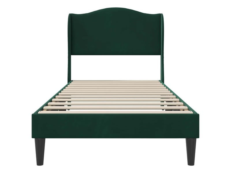  Lit simple- lit adulte -  cadre de lit avec tête de lit vert foncé 100 x 200 cm velours  - Conforama C
