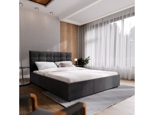 Lit coffre 200x200 cm <strong>MASSENO</strong> <strong></strong> coloris noir