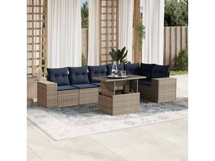 Vidaxl ensemble de canapé de jardin 7 pcs avec coussins gris résine tressée