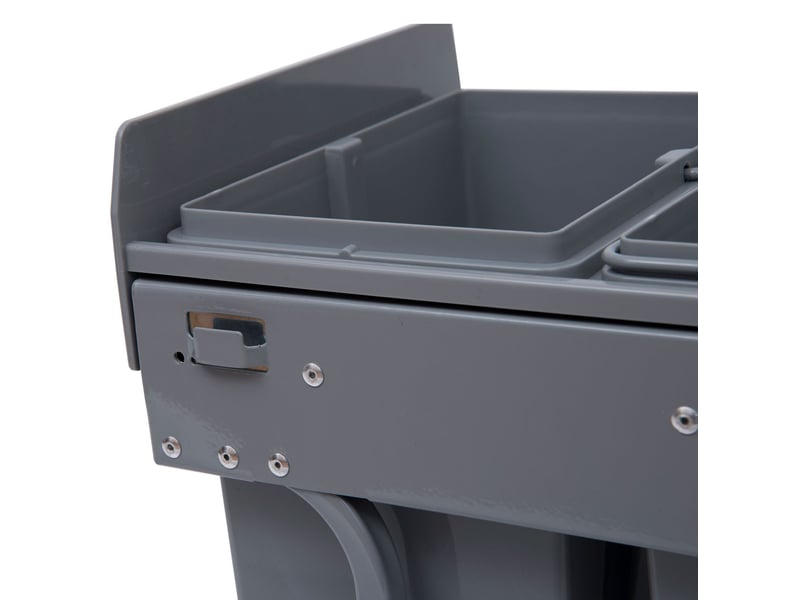 Poubelle encastrable coulissante 40 l 48x34,2x41,8 cm – grise – 3 bacs amovibles de tri sélectif  - Conforama D