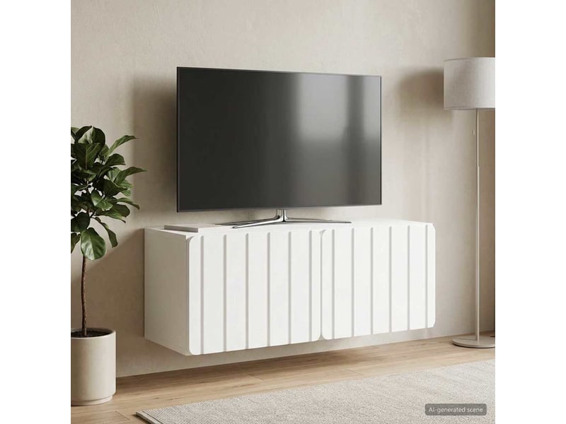  Meuble tv - banc tv - meuble de rangement mural 78,5 x 31 x 30 cm blanc bois d'ingénierie  - Conforama D