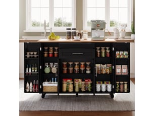Desserte 4 portes 2 tiroirs coloris noir mdf