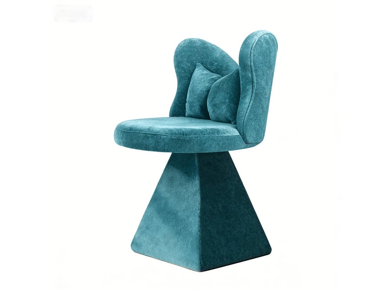 Fauteuil pivotant bleu, dossier papillon, chaise coiffeuse et accent pour chambre salon - Conforama D