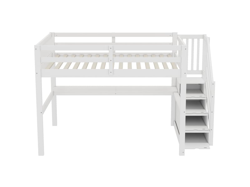 Lit mezzanine blanc 140x200 cm, bureau intégré et tiroirs de rangement - Conforama A