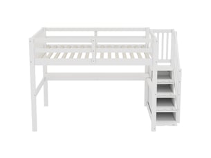 Lit mezzanine 140x200 cm <strong></strong>  <strong></strong> coloris blanc