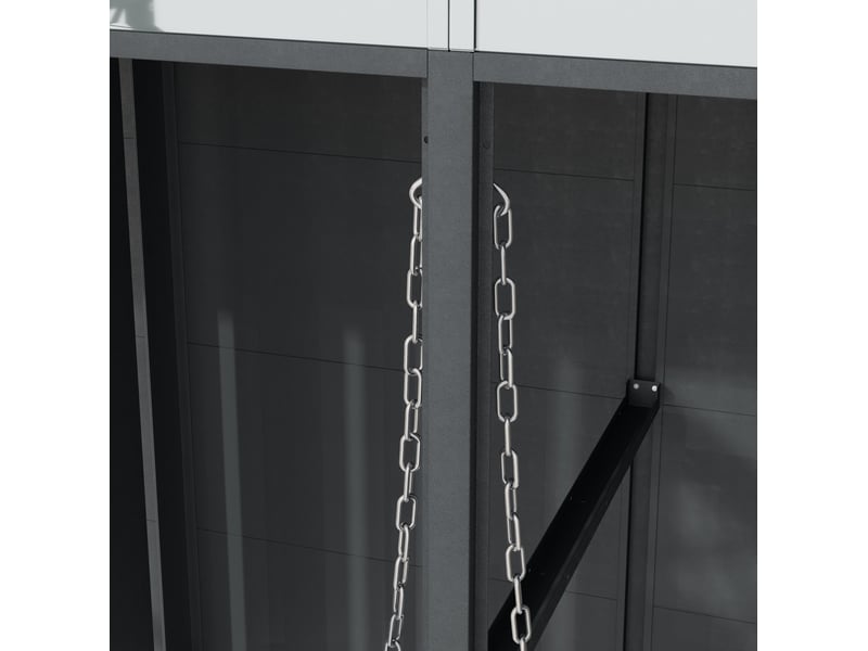 Abri de poubelles à 4 compartiments verrouillables en acier galvanisé, jardinière intégrée gris bois - Conforama D