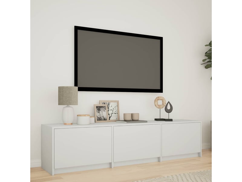  Meuble tv - banc tv - meuble de rangement avec led 165 x 34 x 40 cm blanc bois d’ingénierie  - Conforama B
