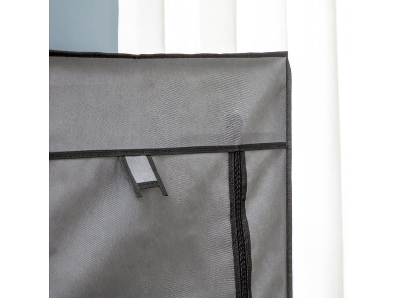  Armoire en tissu pliable avec 2 penderies, 5 étagères, 3 tiroirs et housse zippée, gris foncé, 125 × 43 × 162,5 cm  - Conforama E