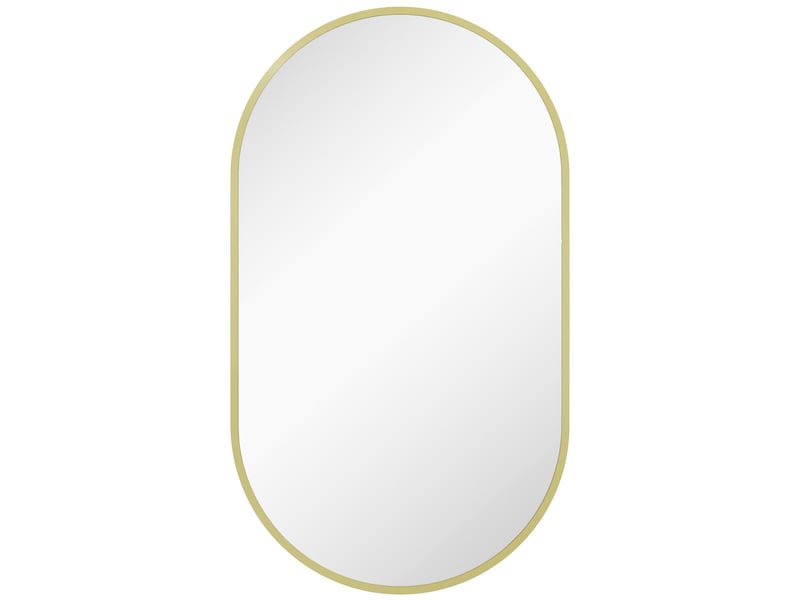 Miroir de salle de bain ovale 40 x 70 cm, miroir mural décoratif avec cadre en aluminium pour salon, installation horizontale ou verticale, doré - Conforama B